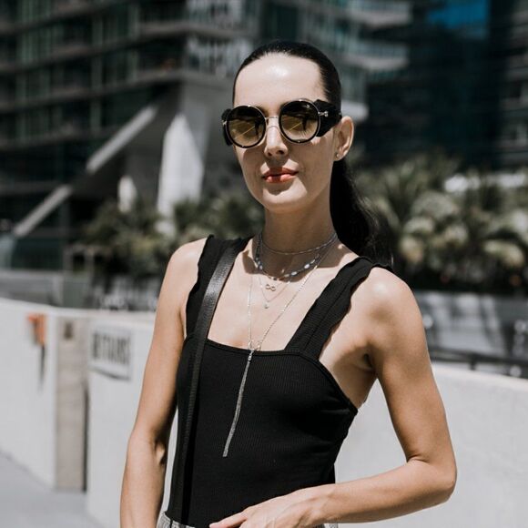 New Blumarine Women Round Sunglasses SBM-109S-300G Black Gold Mirrored, Limited  - Picture 5 of 14